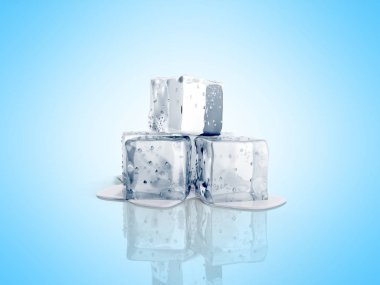 buz küpleri 3d render mavi zemin üzerine
