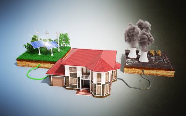 Ekolojik temiz enerji ev kavramı bağlı 