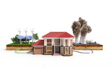 Ekolojik temiz enerji ev kavramı bağlı 