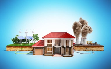 Ekolojik temiz enerji ev kavramı bağlı 