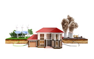 Ekolojik temiz enerji ev kavramı bağlı 