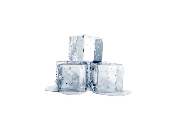 Cubos de gelo renderização 3d no fundo branco sem sombra — Fotografia de Stock