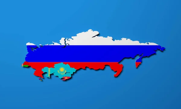 Схематическая карта государств-членов Евразийского экономического союза (Е) — стоковое фото