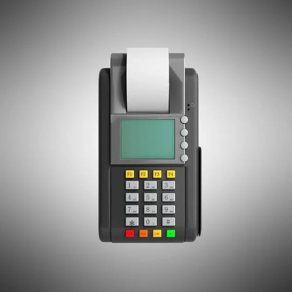 Carta di credito trminal Machine rendering 3D su grigio — Foto Stock