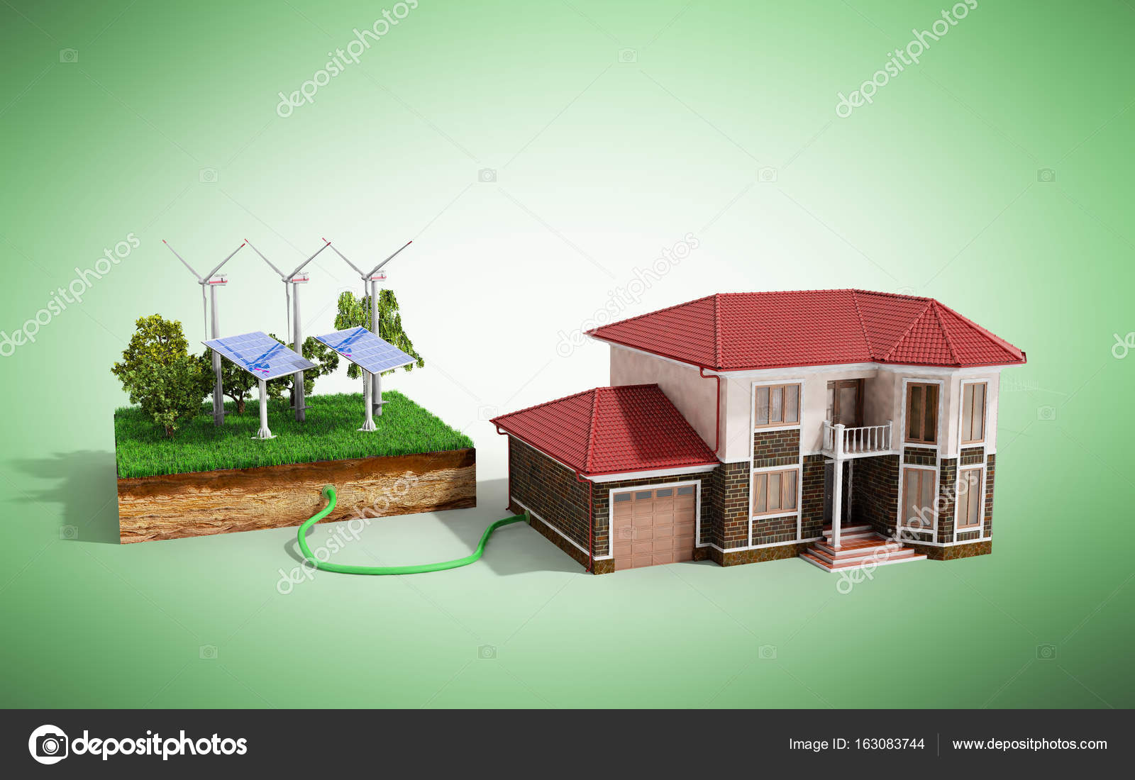 Ekolojik temiz enerji ev kavramı bağlı — Stok Foto © NosorogUA 163083744