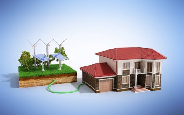 Ekolojik temiz enerji ev kavramı bağlı 