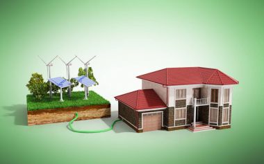 Ekolojik temiz enerji ev kavramı bağlı 