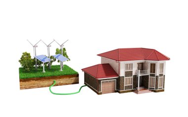 Ekolojik temiz enerji ev kavramı bağlı 
