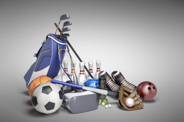 Sanal gerçeklik 3d render Grey spor oyunları kavramı