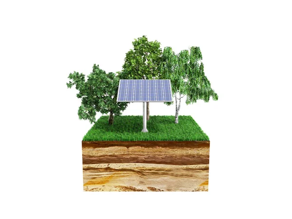 Begreppet alternativ energi 3d illustration av tvärsnittet o — Stockfoto