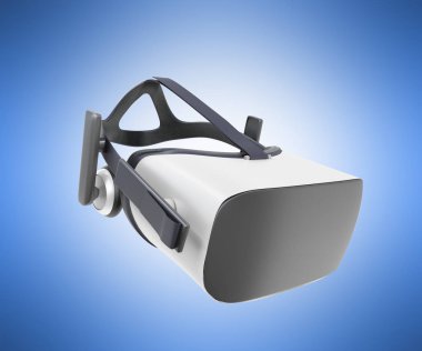 Siyah ve beyaz Vr sanal gerçeklik kulaklık Isolated mavi arka