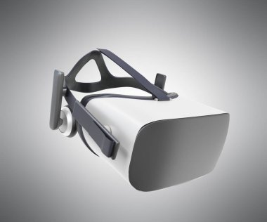 Siyah ve beyaz Vr sanal gerçeklik kulaklık Isolated Grey geri