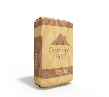 Çimento çanta beyaz arka plan 3d işleme görüntü üzerinde