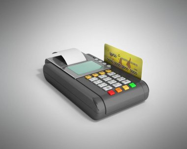 Kredi kartı trminal makine Grey 3d render