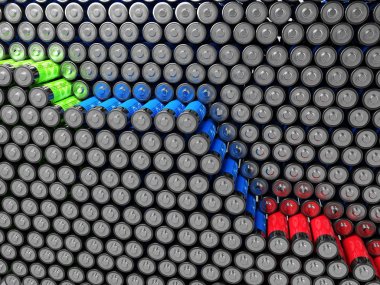 Pil kapasitesi şarj edilebilir piller kavramı arka plan 3d