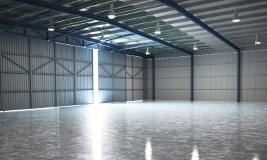 boş Hangar teslim depo 3d render resim