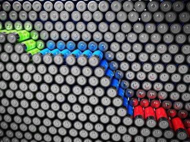 Pil kapasitesi şarj edilebilir piller kavramı arka plan 3d