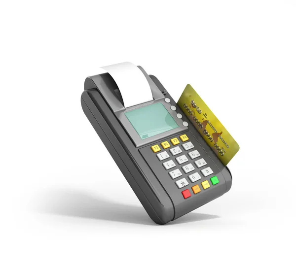 Credit Card trminal Machine 3D-rendering op wit — Stockfoto