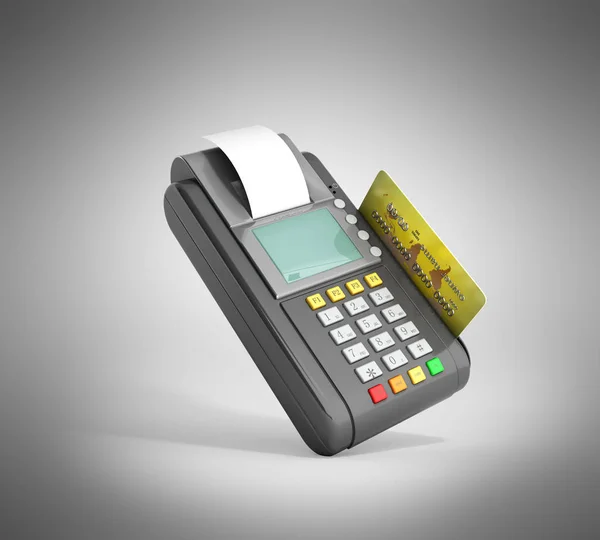 Carta di credito trminal Machine rendering 3D su grigio — Foto Stock