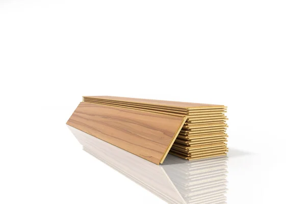 Conjunto de tablones de madera laminados aislados en ba blanca — Foto de Stock