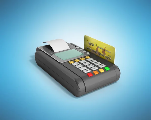 Máquina de cartão de crédito trminal 3D renderização em azul — Fotografia de Stock