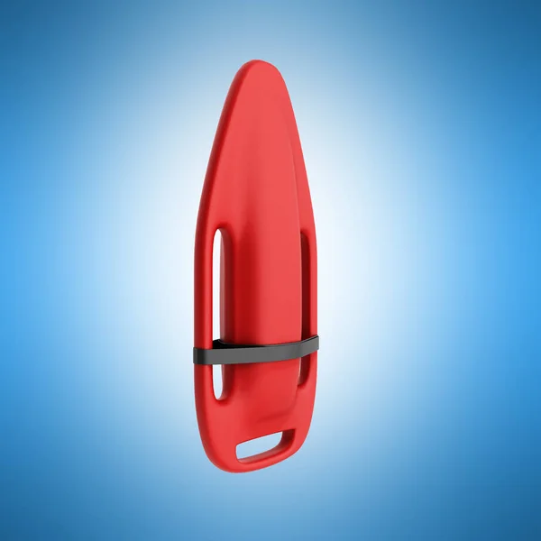 red throw buoy 3d render on blue background