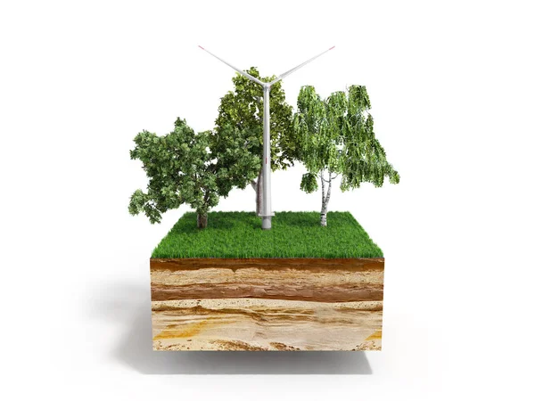 Concept of alternative energy 3d illustration of cross section o — Stock Photo, Image