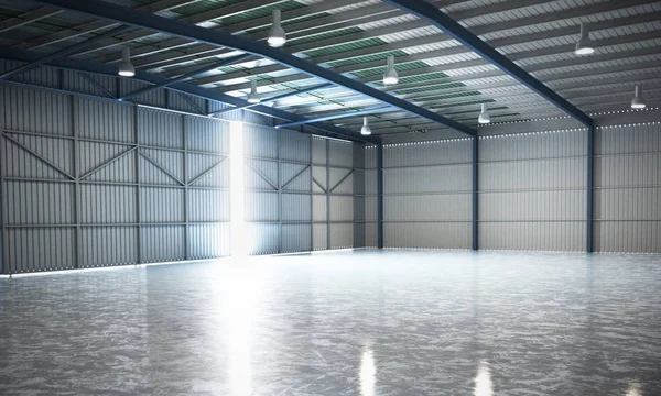 Empty Hangar delivery warehouse 3d render image — Stock Photo, Image