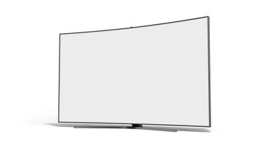kıvrımlı boş ekran fuhd tv 3d görüntüleme beyaz üzerine
