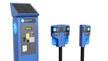 Otoparkmetre 3d görüntüleme beyaz üzerine