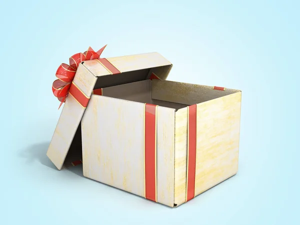 Відкрити порожній новорічний подарунок Boxe 3d візуалізація на синьому градієнті — стокове фото