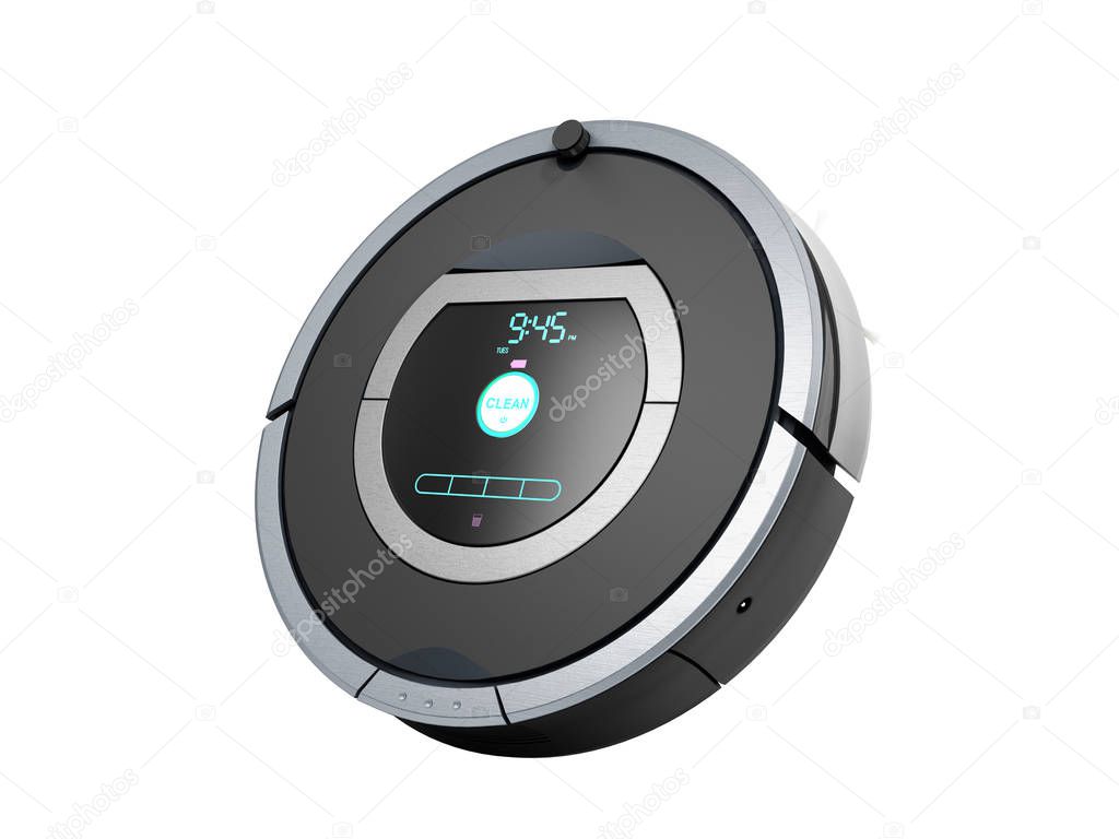 smart robotic vacuum cleaner 3d render on white no shadow