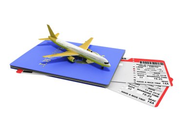 Havayolu ticke ile Modern Dünya seyahat dünya konsepti pasaport