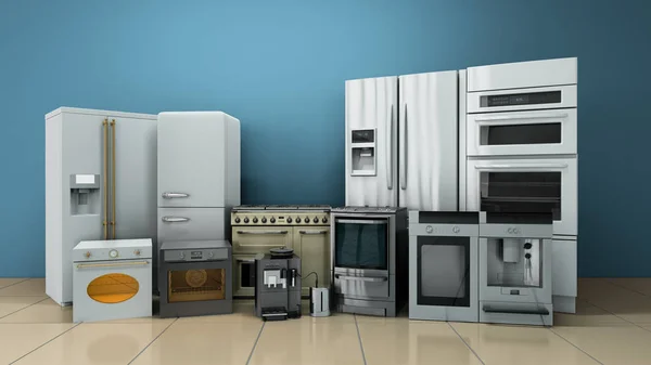 Küchengeräte in supermarcket 3D-Renderbild — Stockfoto