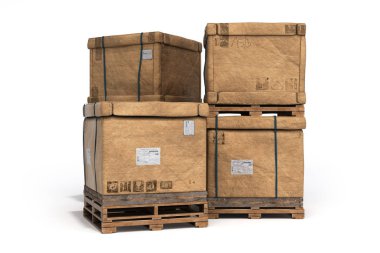 büyük karton teslimat kutusu beyaz zemin üzerinde 3d render