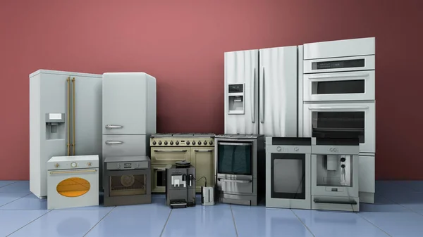 Küchengeräte in supermarcket 3D-Renderbild — Stockfoto