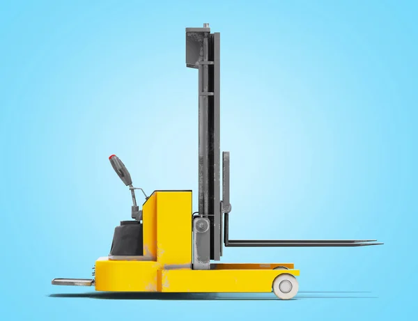 Forklift loader isolated 3D render on blue gradient — 스톡 사진