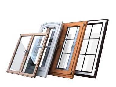 Pencere satışı tanıtımının farklı başlıkları 3d üzerinde