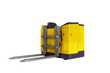 Forklift yükleyicisi izole edilmiş 3d görüntüleme beyaz üzerine gölge yok