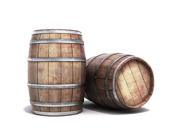 Wooden barrels for wine or wiskey 3d illustration background — 스톡 사진