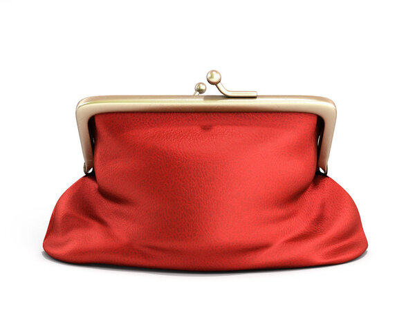 Close Red wallet 3d render on white background