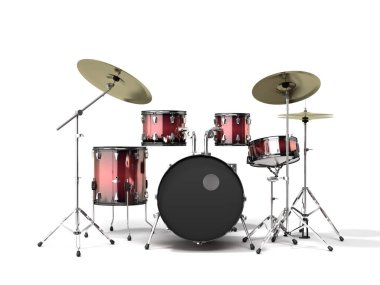 musical instrument drum set 3d render on a white background