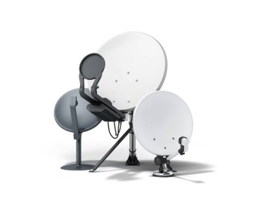 satellite tv or internet concept different size satellite dishes