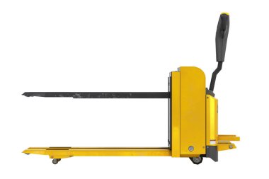 Forklift yükleyicisi izole edilmiş 3d görüntüleme beyaz üzerine gölge yok