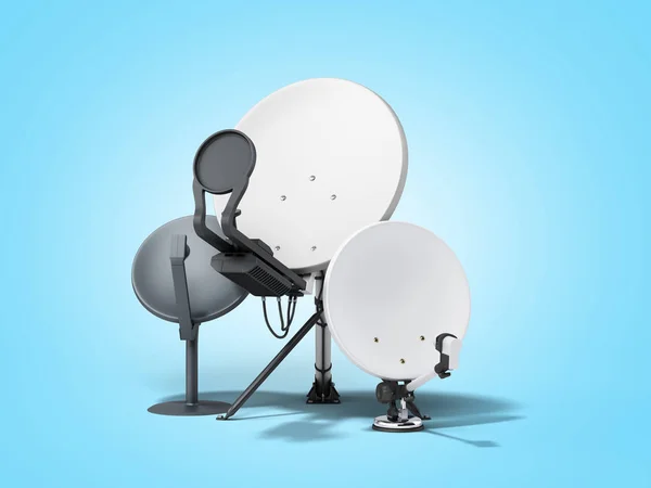 Satellite tv or internet concept different size satellite dishes — ストック写真