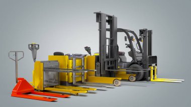 Farklı Forklift yükleyicileri gradyan eğiminde 3d görüntüleme izole etti