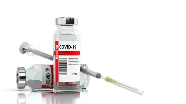 Concept Moderne Ampula Vaccine Coronavirus Serringe Render White — Photo