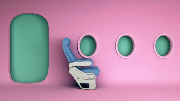 Simple Airplane Travel Concept Empty Passenger Seat Minimalistic Pinck Airplane — Stock Photo, Image