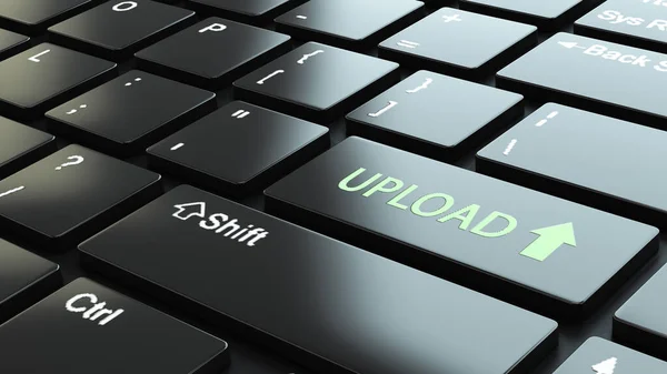 Online Upload Concept Green Inscription Load Keyboard Key Render — Stock Photo, Image