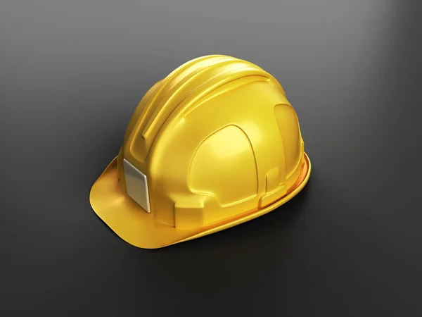 Yellow Helmet Dark Background Simple Construction Presentation Consept Render — Stock Photo, Image